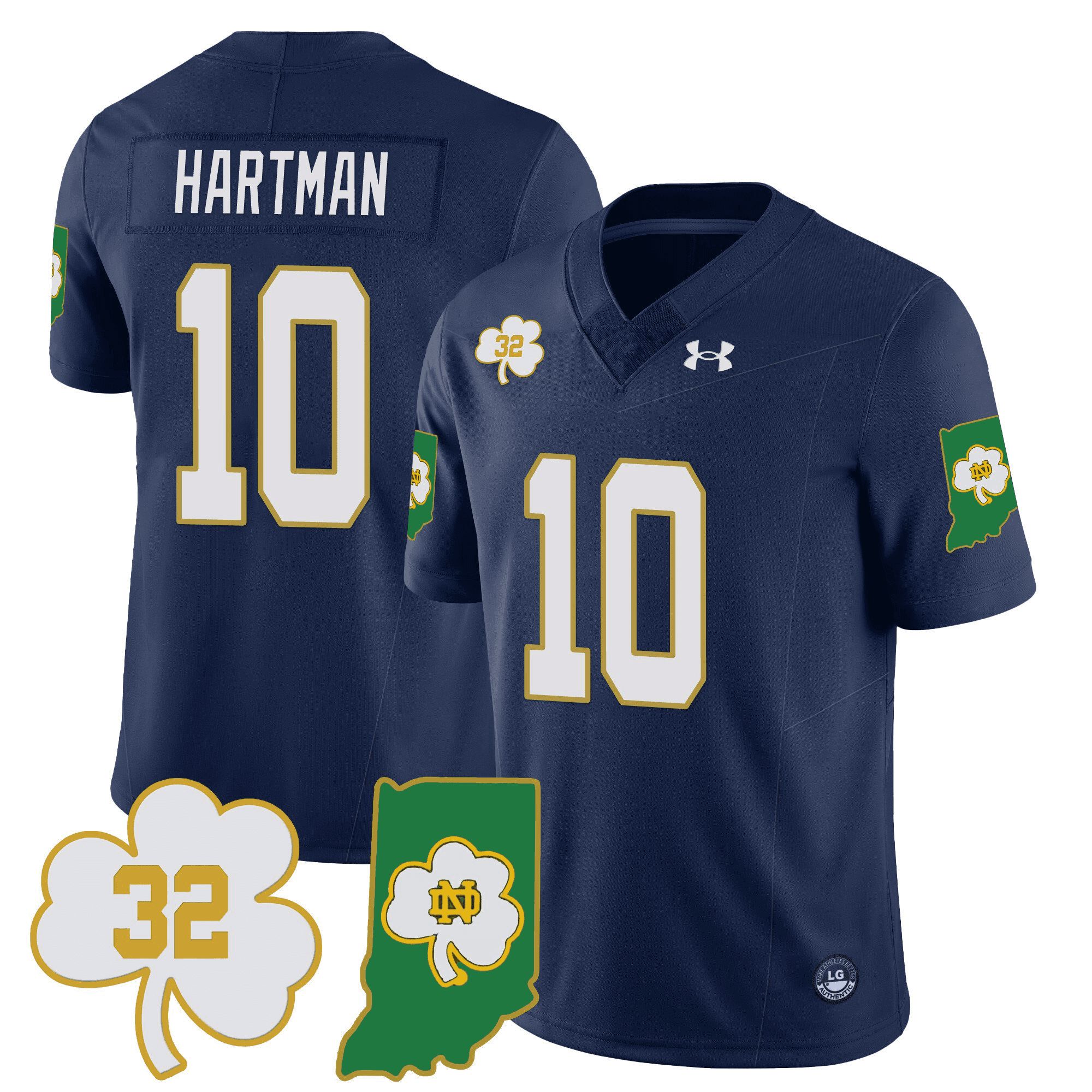 Men Notre Dame Fighting Irish #10 Hartman Drak Blue 2024 Vapor Limited NCAA Jersey